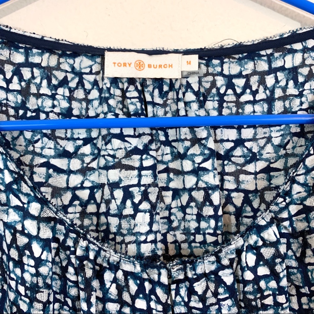 Tory Burch Silk Printed Honeycomb Blouse Top - Picture 6 of 8